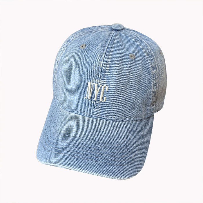 Wholesale Washed denim embroidered duckbill cap, sun shading baseball cap