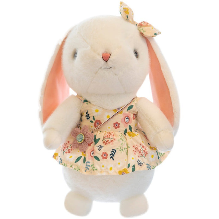 Wholesale Cute White Rabbit plush toy floral skirt rabbit doll