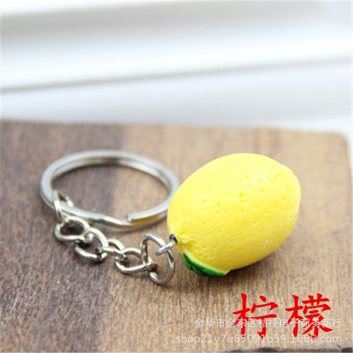 Wholesale Creative Resin Fruit Keychain Simulated Strawberry Grape Pomegranate Watermelon MOQ≥10