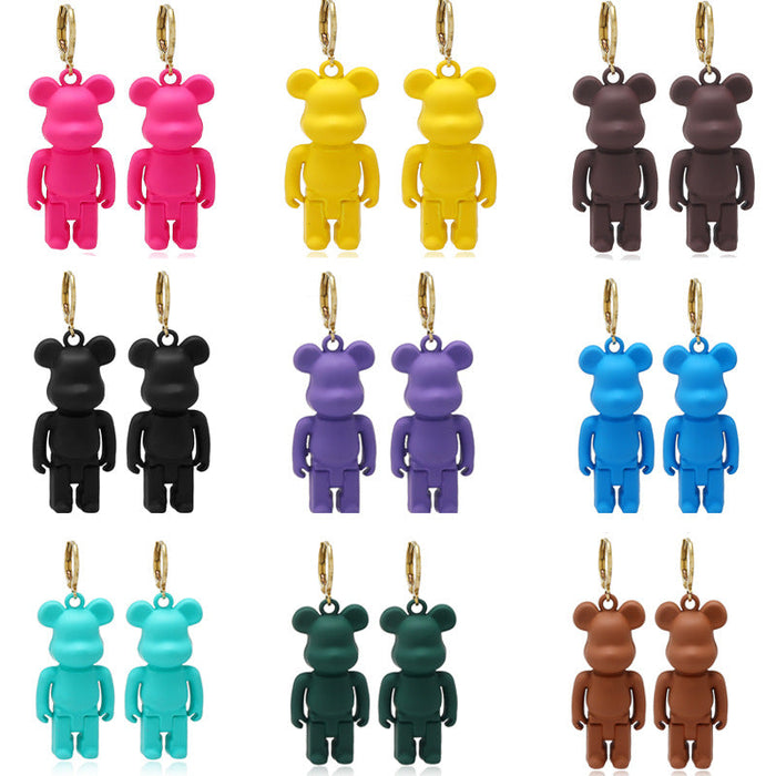 Wholesale Earrings Leather Color Bear Pendant (F) JDC-ES-ZL010