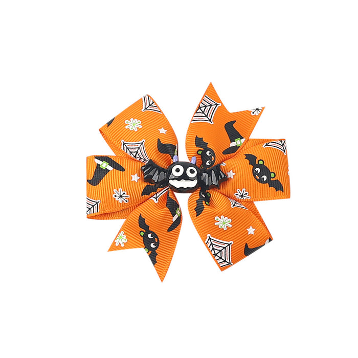 Wholesale Halloween Children's Three-layer Swallowtail Bow Fabric Hairpin JDC-HC-QiuN010