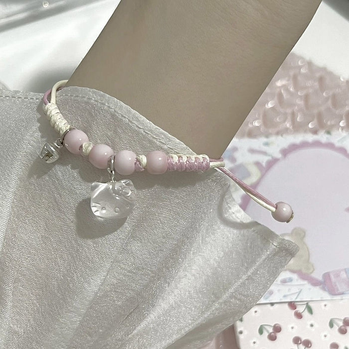 Wholesale Hand woven pink string bracelet, niche and cute