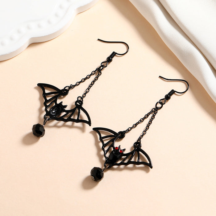 Wholesale Alloy Halloween Gothic Black Bat Earrings JDC-ES-HengX004