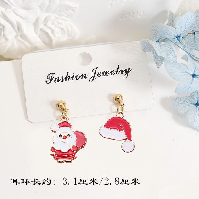 Wholesale Alloy Christmas Earrings Santa Reindeer Bell Pendant Boutique Resale MOQ≥2