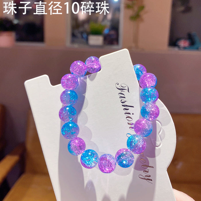 Wholesale Glass Bead Bracelet Ice-Clear Two-Tone Violet Children' s Jewelry Accessory MOQ≥2