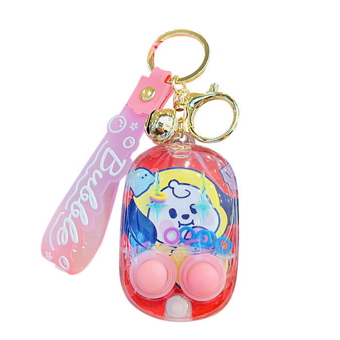 Wholesale water ring game machine key chain hanging decoration decompression toy gift keychain small pendant doll
