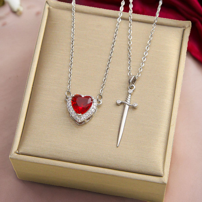 Wholesale One arrow piercing necklace, heart-shaped sword shaped pendant, light luxury accessory