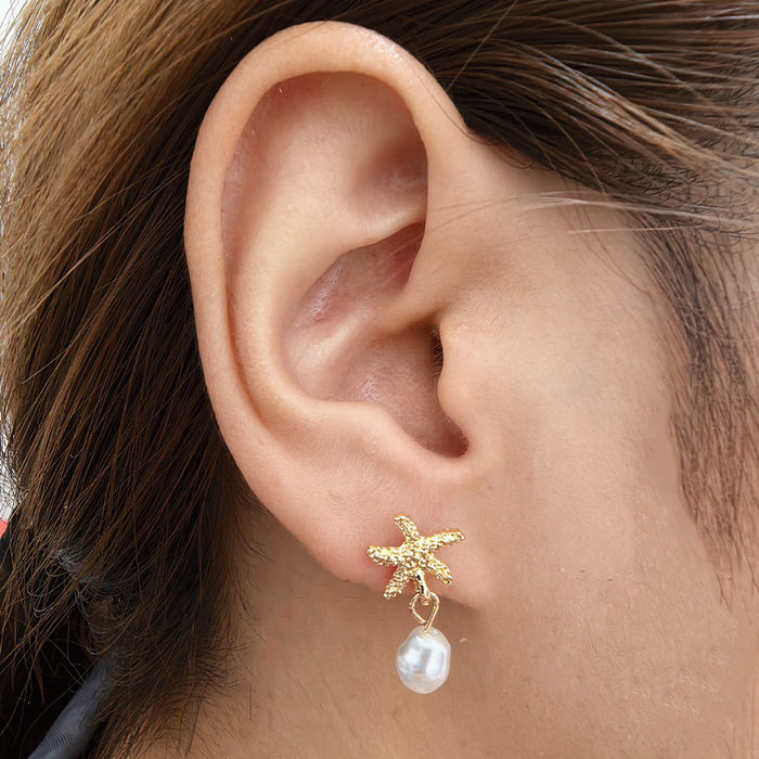 Wholesale New Jewelry Niche Style Starfish Pearl Earrings Earrings