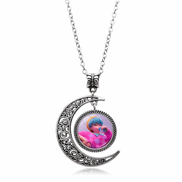 Wholesale K-POP Moon Pendant Necklace, Creative and Personalized Accessory