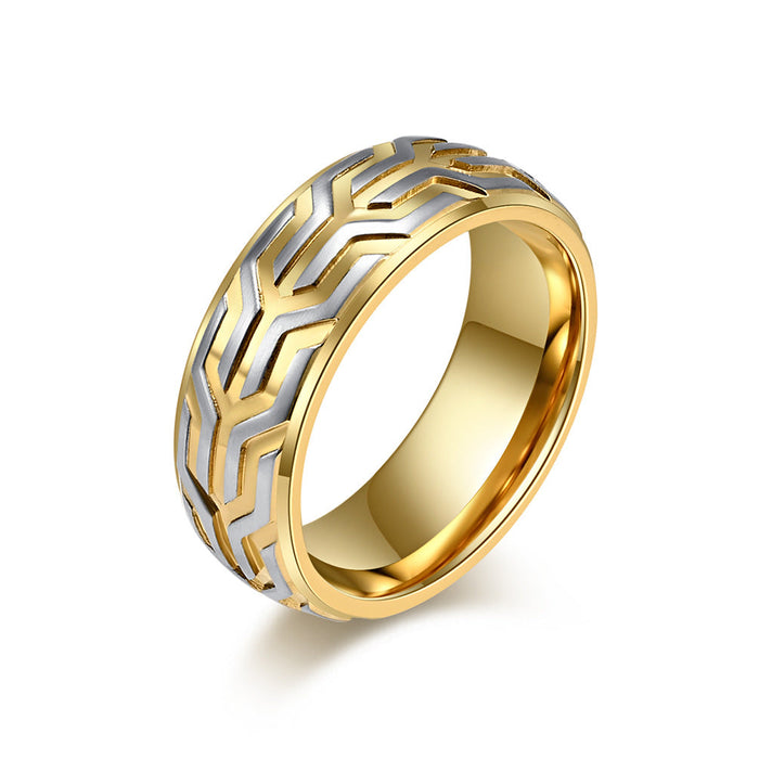 Wholesale Creative embossed tyre pattern statement ring JDC-RS-AiS002