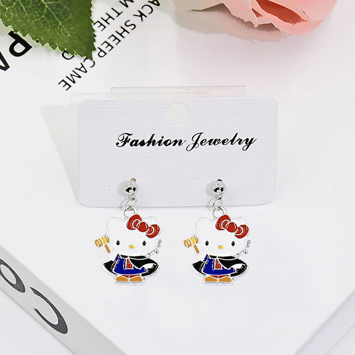 Wholesale Cute Cartoon Cat Short Earrings Metal Electroplated Fashion Jewelry Accessory for Women