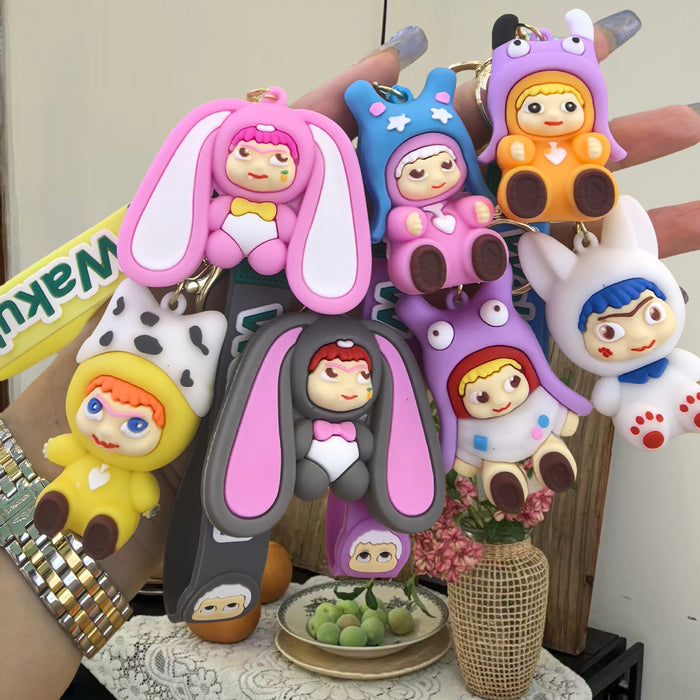Wholesale Cartoon soft rubber 3D doll pendant Keychains