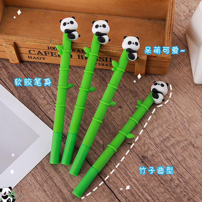 Wholesale Cute Panda Bamboo Design 0. 5mm Gel Pen Plastic Barrel Stainless Steel Tip MOQ≥2