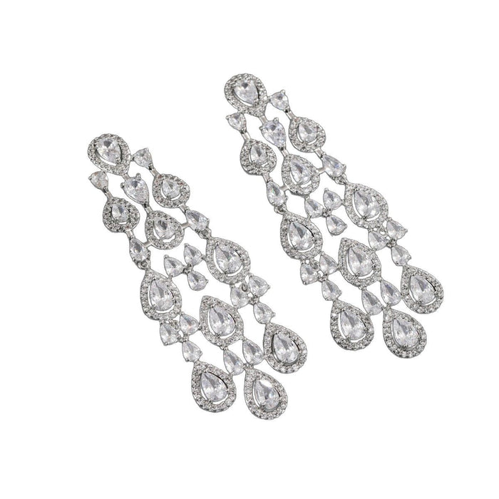 Wholesale Water Drop Tassel Zircon Earrings Fashionable and Versatile Super Flash Banquet Dress Earrings