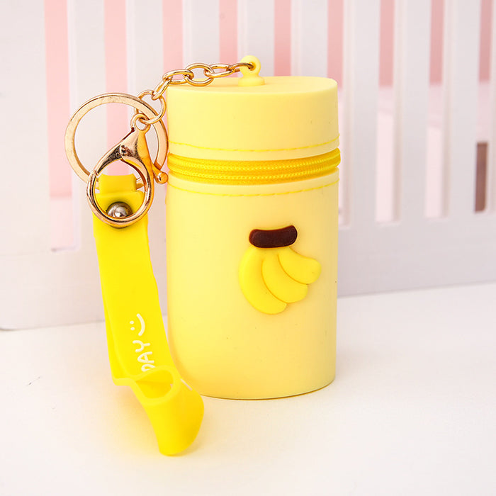 Wholesale Cute bucket bag portable bucket coin purse silicone coin bag headphone storage bag pendant keychain