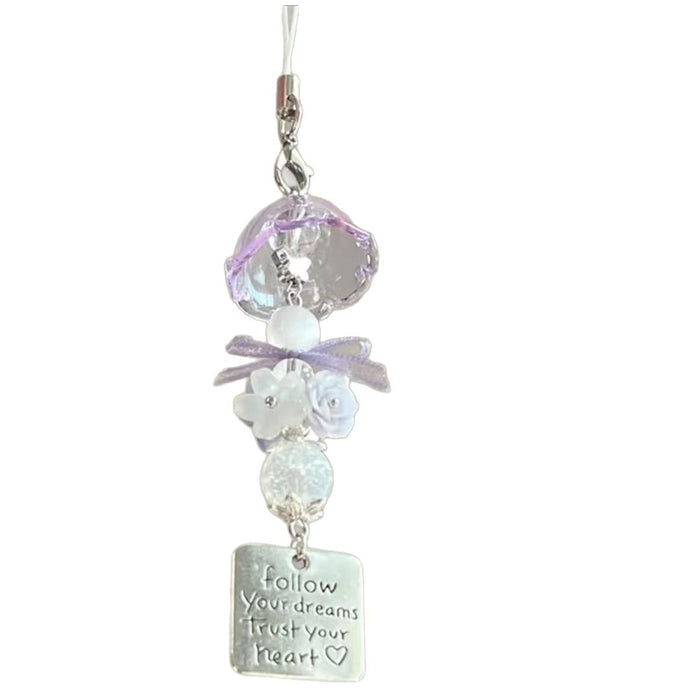 Wholesale Purple Elf Jellyfish Wind Chime Pendant Handmade Beaded Earphone Mobile Phone Chain