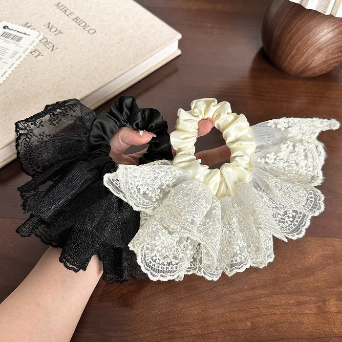 Wholesale Lace Skirt Large Intestine Hair Ring Sense Elegant Tie Low Pony Tail Hair Rope