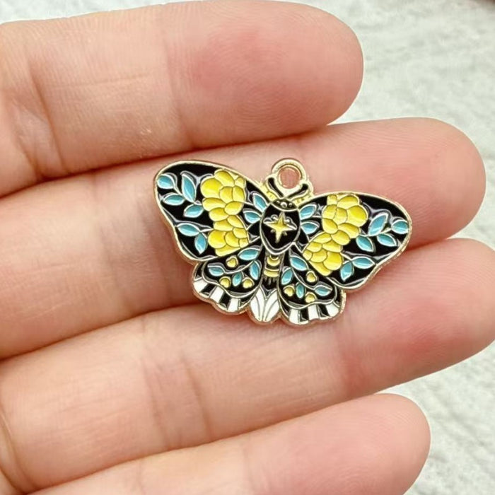 Wholesale 10pcs Colorful Alloy Butterfly and Moth DIY Bracelet Necklace Keychain Pendant