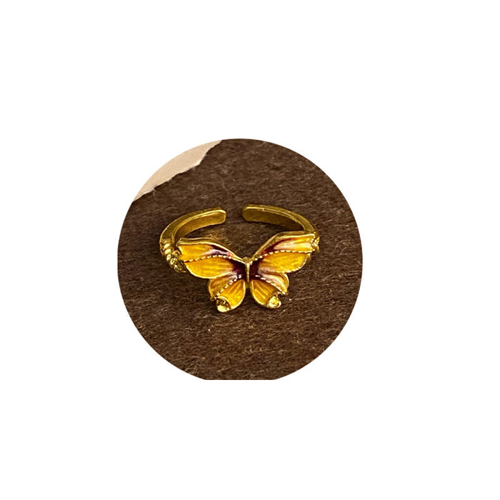 Wholesale Gold butterfly ring, niche design, light luxury temperament, fashionable and versatile flower ring