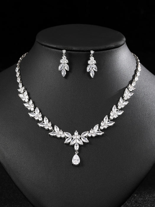 Wholesale Zircon Necklace Earrings suit Accessories Women' s Holiday Wear