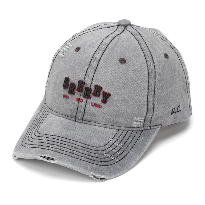 Wholesale Washed Cotton Frayed Edge Baseball Cap with Retro Letter Embroidery for Women Summer Sun Protection