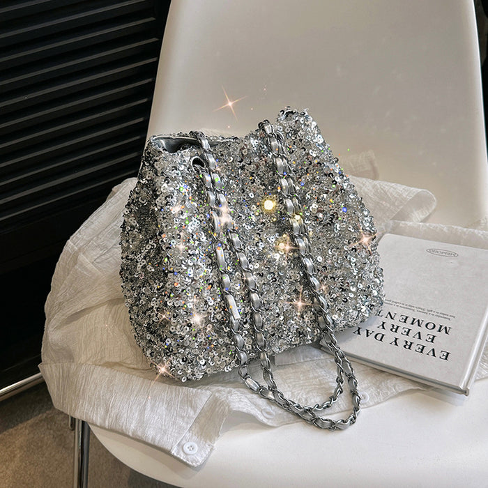 Wholesale Simple Evening Bag Summer New Sequin Bucket Bag Fashion Shoulder Underarm Bag Korean Version Women's Bag JDC-SD-TY002