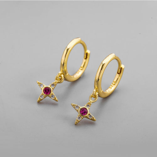 Wholesale Round Zircon Row of Diamond Earrings