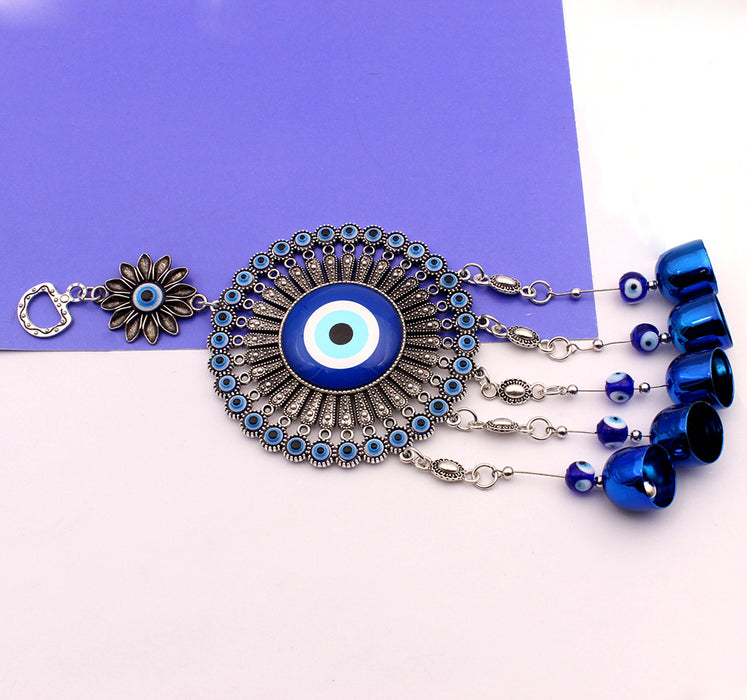 Wholesale Sunflower glass blue eyes blue copper bell pendant pendant