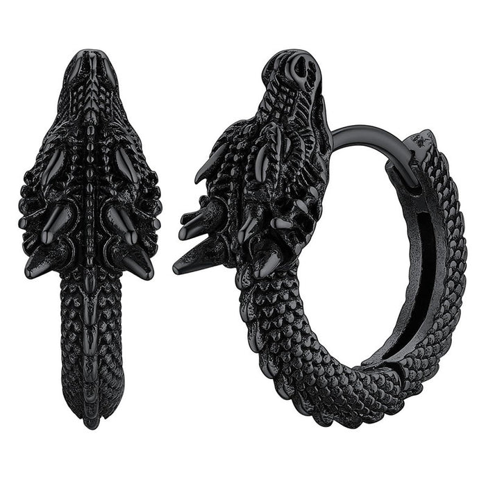 Wholesale Stainless Steel Retro Dragon Earrings Hip-Hop