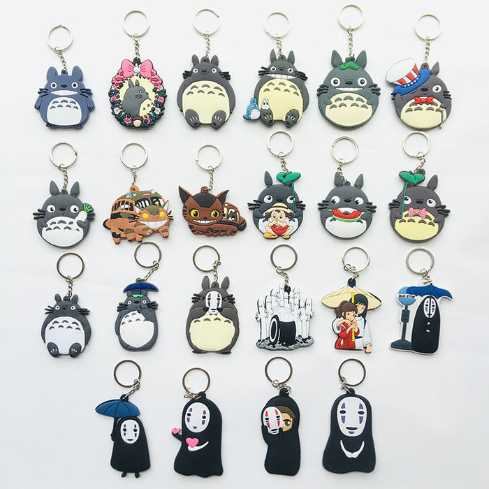 Wholesale Japanese Anime Surrounding Spirited Away Big Fat Cat Gray Fat Man Double-sided Keychain Cartoon Faceless Men's Bag Pendant JDC-KC-Hual006