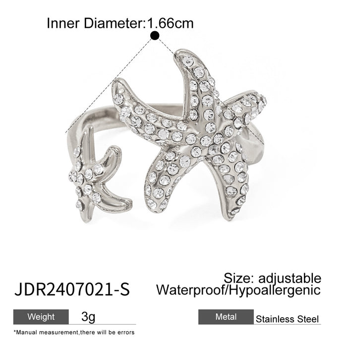 Wholesale Stainless Steel Full Diamond Opening High-end Titanium Steel Rings JDC-RS-JD006