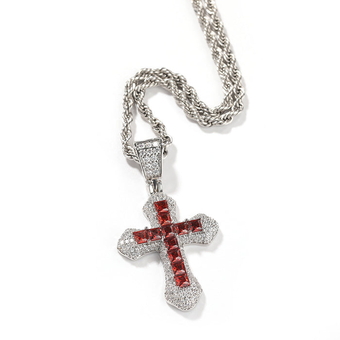 Wholesale Zircon Cross Men's Necklace Fashion All-match Chain Jewelry
