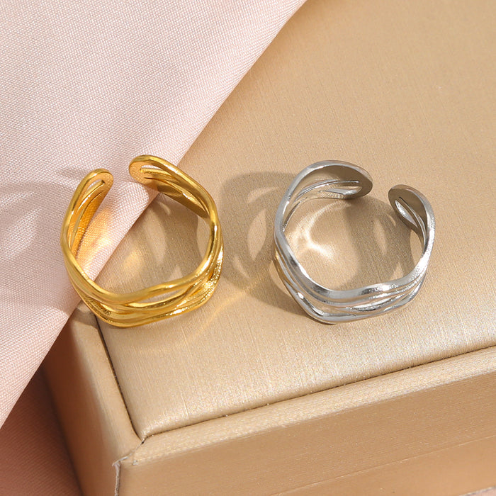 Wholesale Stainless steel fashionable titanium steel ring with high-end design, simple lines, and an open ring