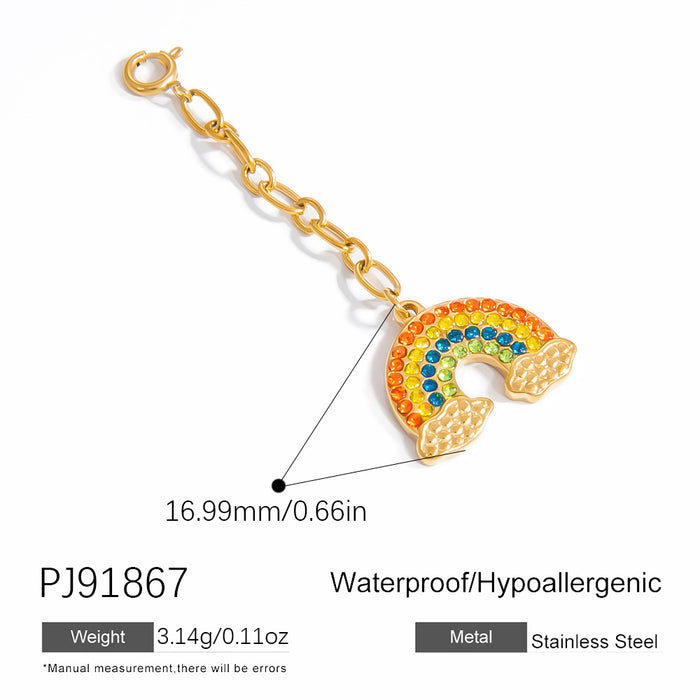 Wholesale Stainless steel bikini buckle ocean style shell rainbow oil drop pendant swimsuit pendant