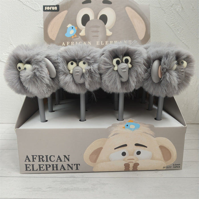 Wholesale Cute animal elephant pom-pom ballpoint pen