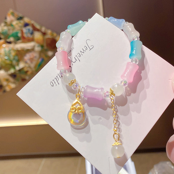 Wholesale Bamboo Joint Design Imitation Jade Peace Buckle Bracelet MOQ≥3