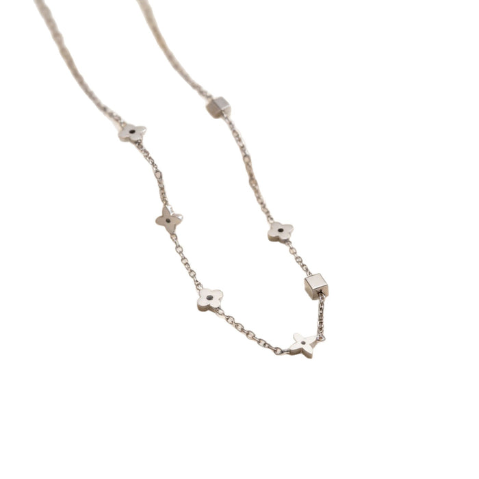Wholesale Geometric Small Square Flower Necklace