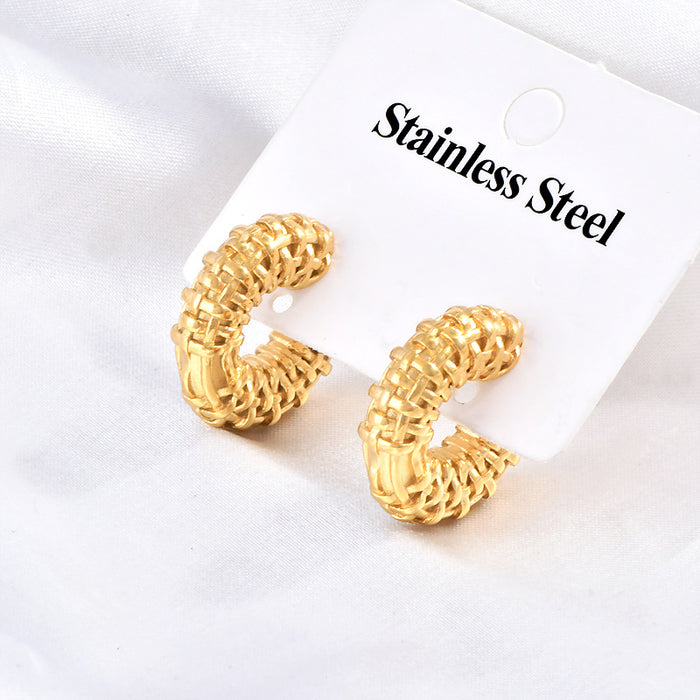 Wholesale Weaved Pattern Metal  Earrings Fashionable ins Street Photograph Earrings