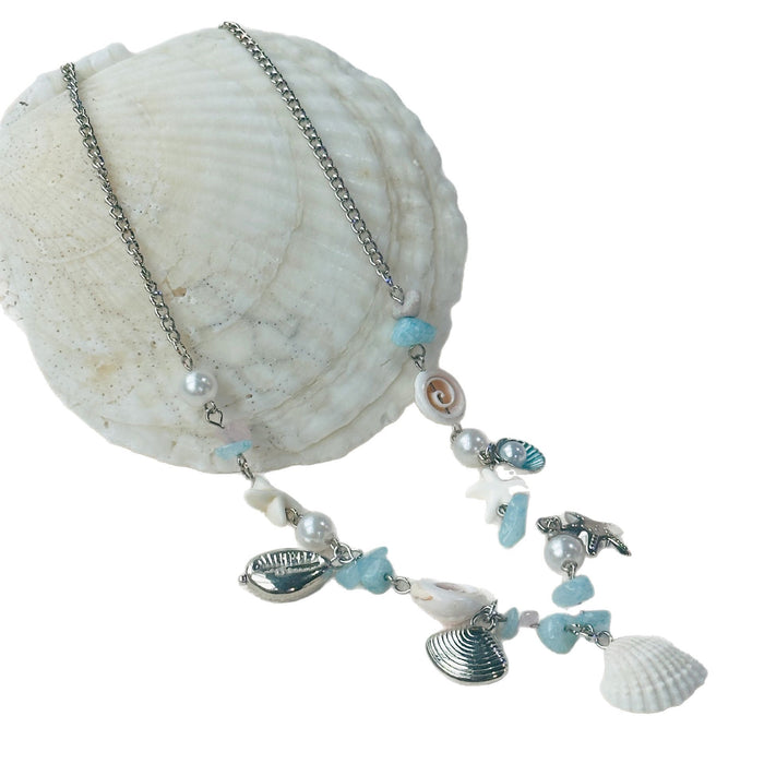 Wholesale Candy Color Shell Beaded Necklace Women Summer Necklace Chain