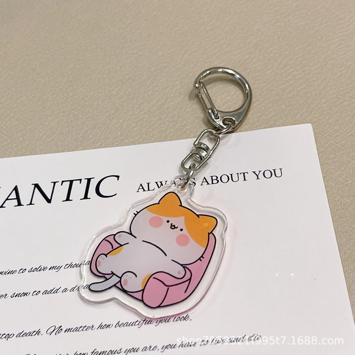 Wholesale Acrylic Keychain Double-sided Transparent Cartoon Animal Pendant Student Bag Children' s School Bag Accessories
