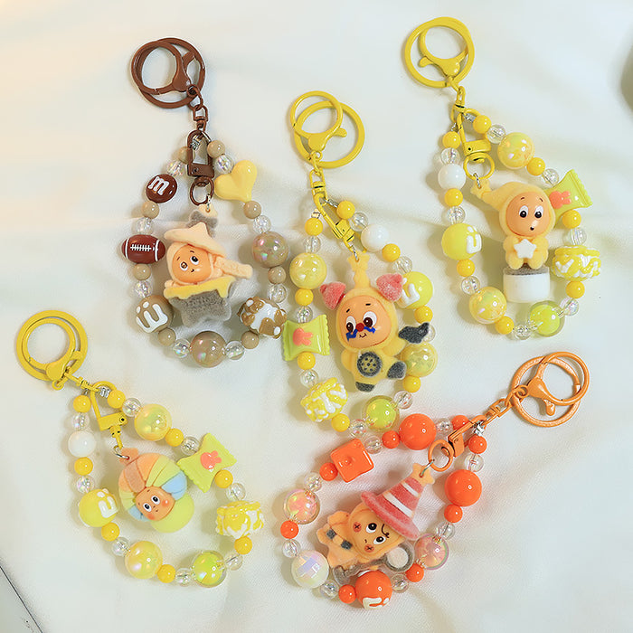 Wholesale Cute flocking star keychain doll pendant bag small jewelry pendant cute particles