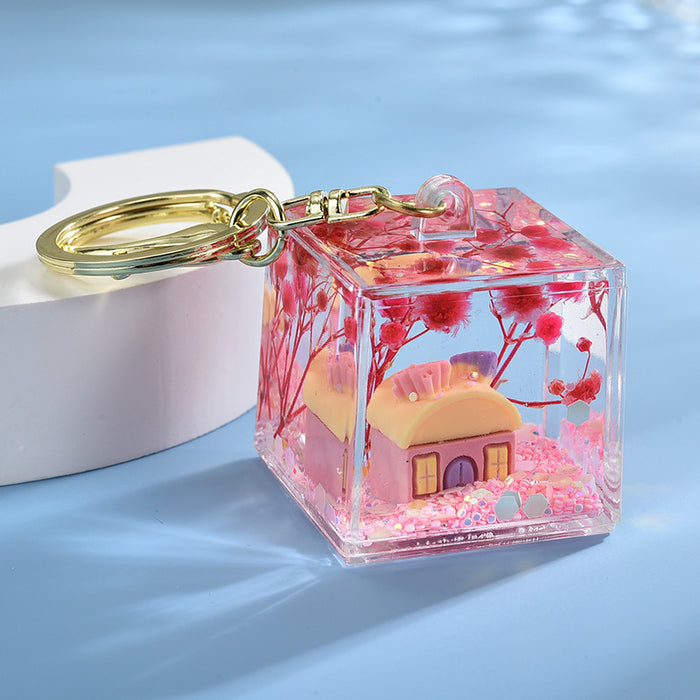 Wholesale Cute Liquid Glitter Bottle Keychain Charm