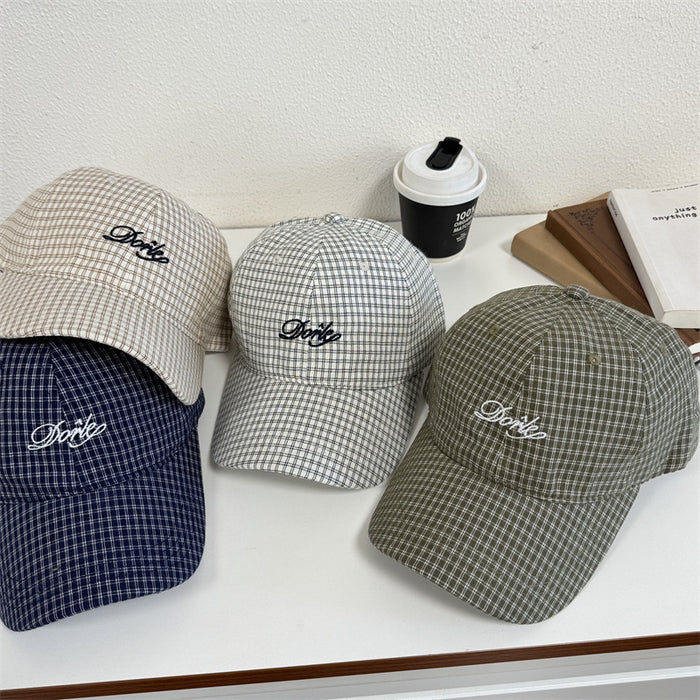 Wholesale Spring and Summer Brand Letter Embroidered Soft Top Baseball Cap Women's  Fashion  Plaid Cap