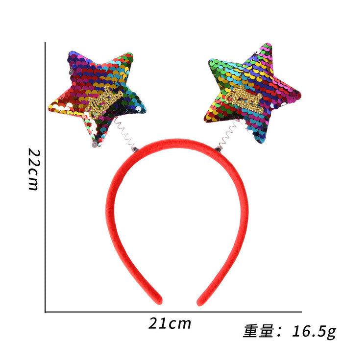 Wholesale Christmas headband elk horn five star headband Christmas decorations children plastic head buckle party decoration supplies