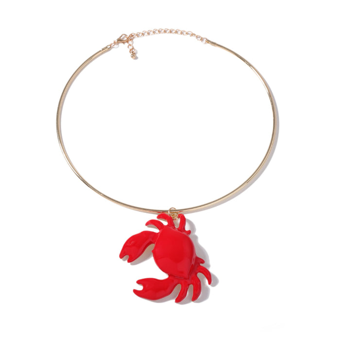 Wholesale alloy red crab pendant collar simple fashion casual women