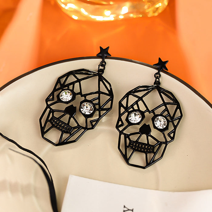 Wholesale Halloween Golden Skull Face Alloy Earrings JDC-ES-Rulong007