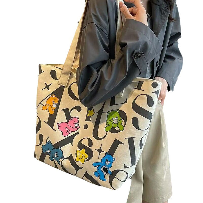 Wholesale Student Canvas Bag Women' s Large Capacity Tote Commuter Bag Versatile Printed