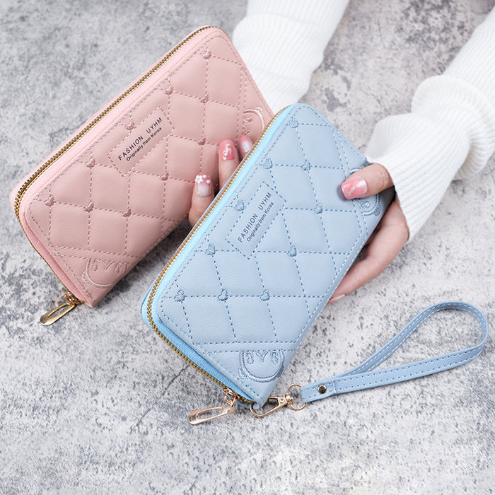 Wholesale Embroidery Long Wallet for Women PU Leather Zip Around Multifunctional Wallet Fashion Accessory Gift
