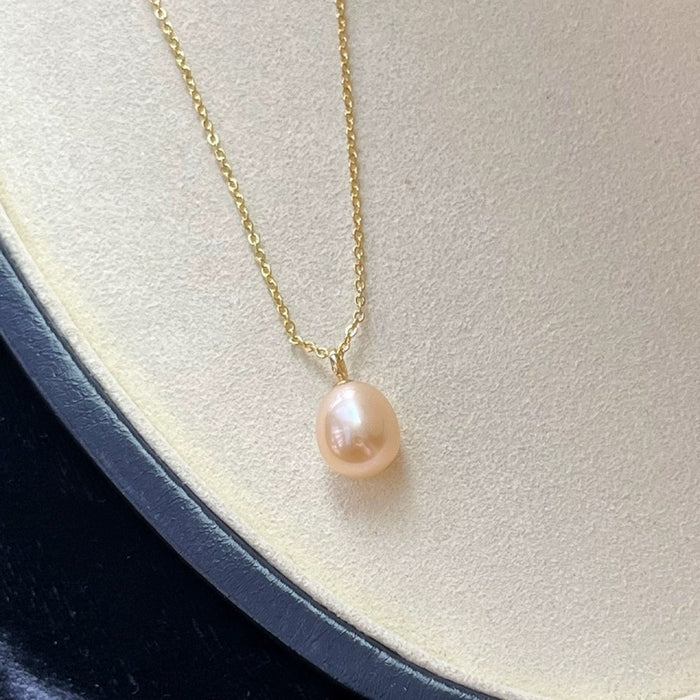 Wholesale Natural Freshwater Pearl Pendant s925 Silver Plated 18k Gold Necklace White Light
