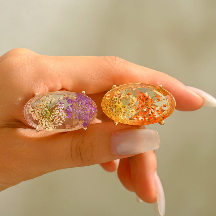 Wholesale Niche retro eternal flower ring, time resin dried flower creative DIY